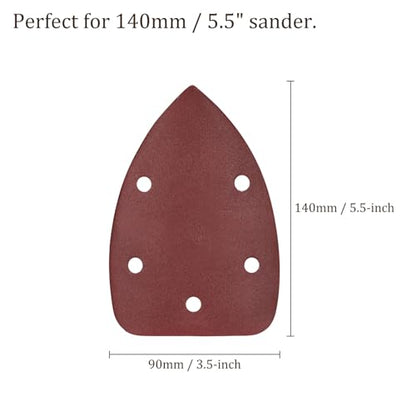 50pcs Mouse Sander Detail Sandpaper 320Grit 3.5"x5.5" Triangle