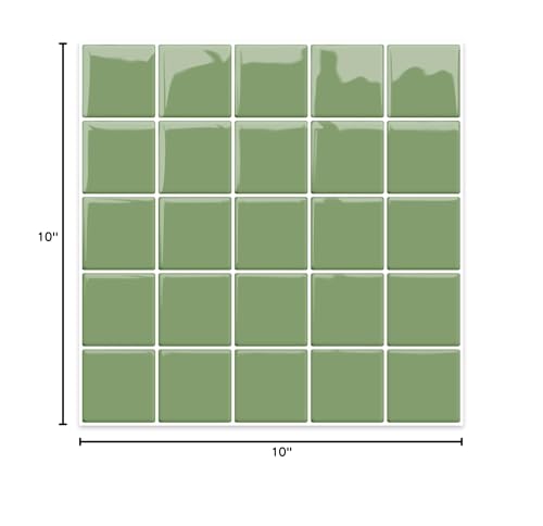 Alwayspon 10 Sheets 10"x10" Green 3D Vinyl Backsplash Tiles, Self-Adhesive Peel and Stick Wall Tile Stickers Stick on Subway Tiles for Kitchen Bathroom Wall - color: Green