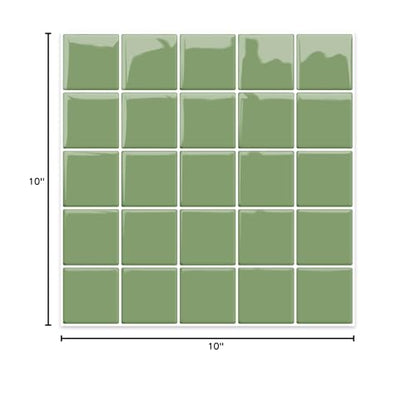 Alwayspon 10 Sheets 10"x10" Green 3D Vinyl Backsplash Tiles, Self-Adhesive Peel and Stick Wall Tile Stickers Stick on Subway Tiles for Kitchen Bathroom Wall - color: Green