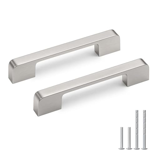 Brushed Nickel Cabinet Pulls 4 Inch Nickel Cabinet Handles 10 Pack - color: Brushed Nickel, size: 4 Inch (102 mm) Hole Centers