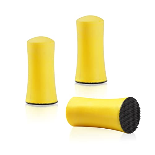 SPEEDWOX 3 Pack 1" Hand Sanding Blocks Mini Hook and Loop Sanding Pad Hook Backing Plate for Wood Furniture Restoration Polishing Home and Car (Yellow) - style: 1" Yellow