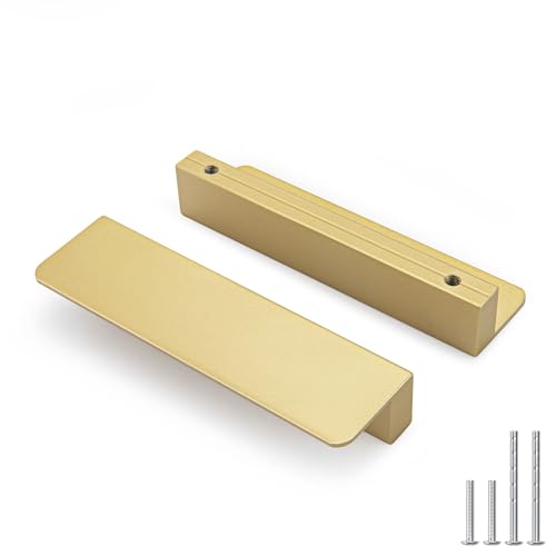 Peaha 10 Pack 3 Inch Gold Cabinet Handles Finger Edge Pulls for Cabinets - color: Gold, size: 3" Hole Center