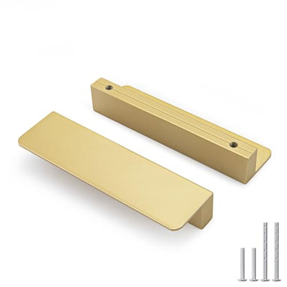 Peaha 10 Pack 3 Inch Gold Cabinet Handles Finger Edge Pulls for Cabinets - color: Gold, size: 3" Hole Center