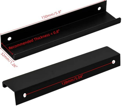 5.9 Inch Finger Pull 6Pcs, 5 Inch Hole Centers, Aluminum Alloy, Black - color: Black, size: 150mm/5.9", style: Straight Edge