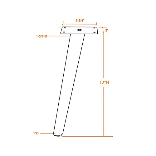 Slant Furniture Metal Legs - Set of 4 New (Black 12" H) - color: Slant -Black 12"h