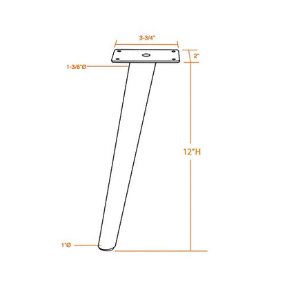 Slant Furniture Metal Legs - Set of 4 New (Black 12" H) - color: Slant -Black 12"h