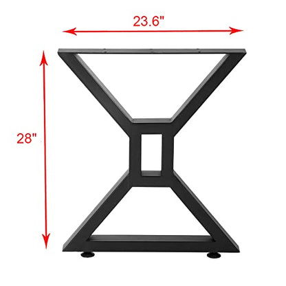 KaKaBB Metal Desk Legs 28 inch, Heavy Duty Industrial Table Legs with Adjustable Protector Feet, DIY Modern Cast Iron Furniture Legs Set of 2 (28", Black) - size: 28inches