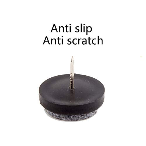 Felt Furniture Pads 50 Pcs - ULIFESTAR Nail On Furniture Sliders Hardwood Floor Protectors for Chair Table Desk Dresser Cabinet Sofa Couch Leg Feet Non Slip Non Scratch (24mm Diameter Black) - size: 24mm diameter black