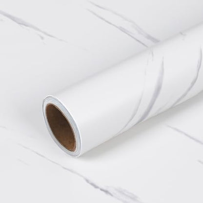 VEELIKE Off-White Marble Contact Paper for Countertops Waterproof Peel and Stick Countertop Wrap 15.7''x118'' Removable Self Adhesive Marble Wallpaper Thick Counter Top Cover for Kitchen Bathroom Desk - size: 15.7" x 118"