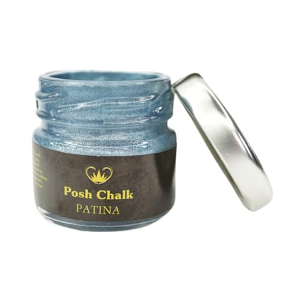 Posh Chalk PC0402 Aqua Patina - Blue Prussian 30ml - Water-Based Gilding Wax - Bright, Vibrant, Shiny - DIY Craft Upcycling Furniture - Thick Gooey – Artisan Quality - color: Blue Prussian