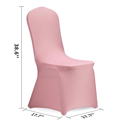 Peomeise Stretch Spandex Chair Cover for Wedding Party Dining Banquet Event (Dusty Rose, 6) - color: Dusty Rose, size: 6PCS
