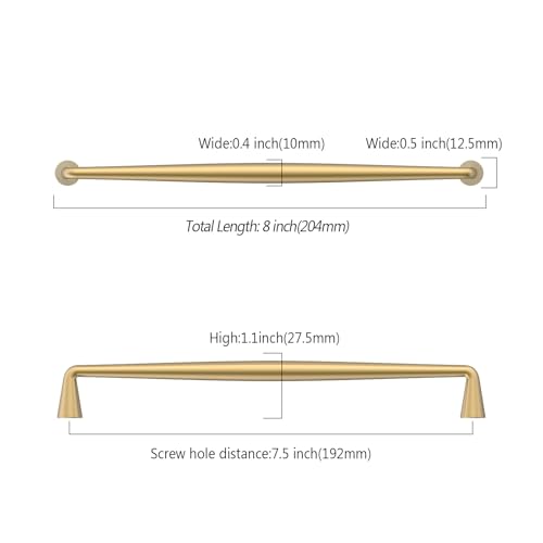 Asidrama Champagne Bronze Cabinet Pulls Solid Handles,7.5 Inch,10 Pack - color: Champagne Bronze, size: 7.5" Hole Center(192mm)