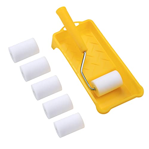 NANJA 2Inch Mini Foam Paint Roller Kit 6 Refills,Tray,Handle for Smooth - size: 2 Inch