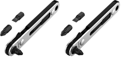 Bates- Mini Ratchet Wrench, 1/4" Magnetic 90 Degree Screwdriver, Black, Low Profile Right Angle Screwdriver for Tight Spaces (Pack of 2) - color: Black, size: 1 pcs (Pack of 2)