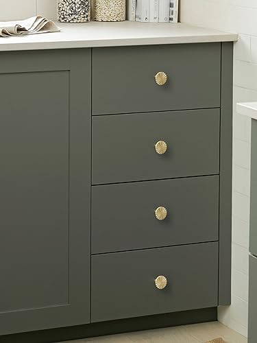 10 Pack Brushed Gold Cabinet Knobs Brass Flat Drawer Pulls Kitchen Cupboard Bathroom Dresser Cabinet Hardware Handles Zinc Alloy - color: Brushed Gold, size: Knob