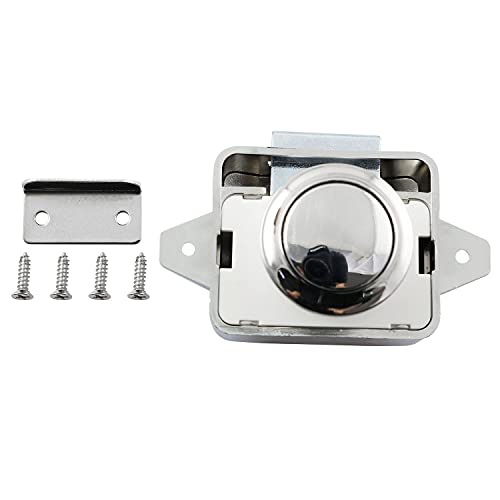 Push Button Catch Lock Drawer Cabinet Cupboard Door Keyless Latch Knob for Catamaran RV Camper Motor Home Caravan Silver