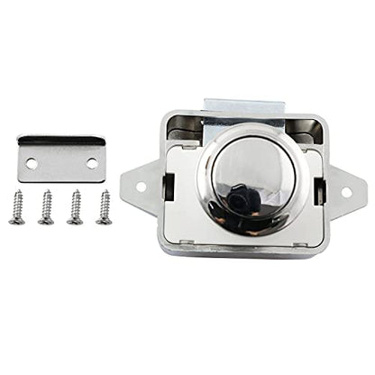 Push Button Catch Lock Drawer Cabinet Cupboard Door Keyless Latch Knob for Catamaran RV Camper Motor Home Caravan Silver