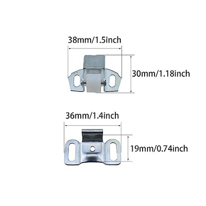 Cabinet Door Roller Catch RLECS 10Set 38mm/1.49inch Length Cabinet Furniture Closet Door Catch Latch with Screws, Silver