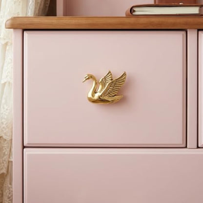 4Pack Swan Cabinet Knobs, Elegant Flying Bird Drawer Pulls Handle - color: Antique Gold