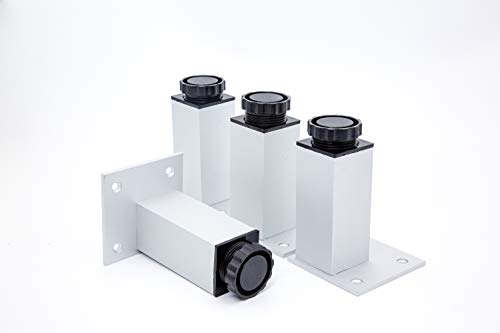 HUAYY Adjustable Height 4 inches Metal Furniture Legs,Kitchen Cabinet Leveling Avoid Rust Aluminium Alloy Feet(4 Pack)
