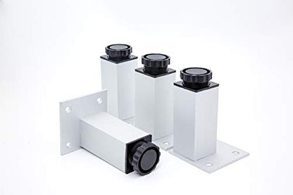 HUAYY Adjustable Height 4 inches Metal Furniture Legs,Kitchen Cabinet Leveling Avoid Rust Aluminium Alloy Feet(4 Pack)