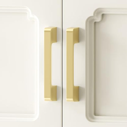 Rergy Cabinet Handles, Brushed Gold Drawer Pulls, 4", 10 Pack - color: Brushed Gold, size: 4"/102MM Hole Center