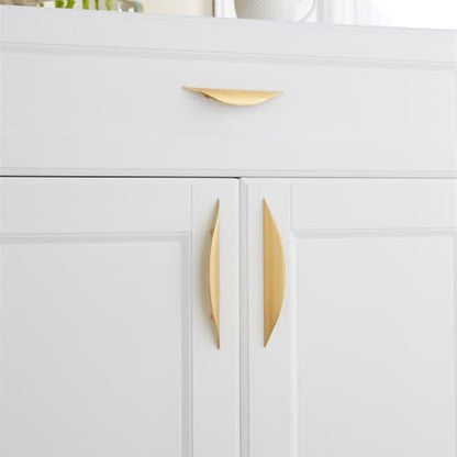 Primst 4 Pack Brushed Gold Cabinet Pulls, 3-3/4in Hole Centers Kitchen Cabinet Handles, Matte Gold Half Moon Cupboard Hardware for Kitchen Drawers, Dresser, Bathroom Vanity - color: Gold, size: L-4PCS