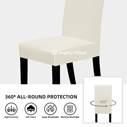 Easy-Going Stretch Dining Room Chair Slipcovers Set of 4, Ivory - color: Ivory