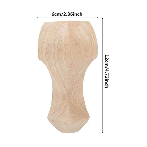 Hztyyier Solid Wood Furniture Legs, 4-Piece Carved Sofa Cabinet Feet, Unfinished Beige, Rustic Style, 4.7x2.4in/5.9x2.4in/7.1x2.8in