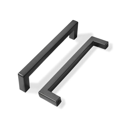 khtumeware 20 Pack 5-1/16 inch Center to Center Solid Black Cabinet Pulls Square Bar Drawer Handles Cabinet Handles Matte Black Drawer Pulls Kitchen Cabinet Hardware - color: Black, size: Flat Black 5-1/16 Inch Hole Center