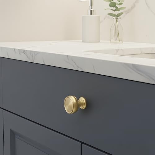 10 Pack Brushed Gold Cabinet Knobs, 1-1/4 Inch Zinc Alloy knob - color: Brushed Gold
