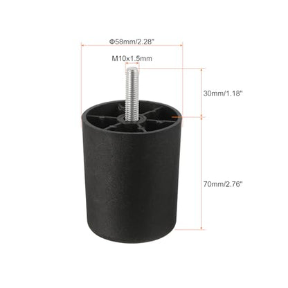 uxcell 6 Pcs M10 x 2.8 x 2.3 Inch Furniture Legs, Plastic Sofa Couch Legs Tapered Replacement Legs Tapered Feet for Chair Sofa Dresser Cabinets Bed, Black - size: M10 x 2.8 x 2.3 Inch