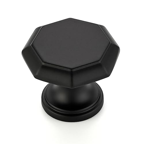 Ravinte Matte Black Single Hole Round Cabinet Knobs,Zinc Pull,10 Pack - color: Matte Black
