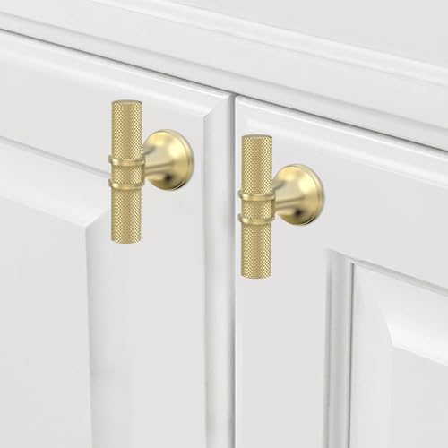 20 Pack Brushed Gold Kitchen Cabinet Knobs - color: Brushed Gold Knurled, size: Knobs