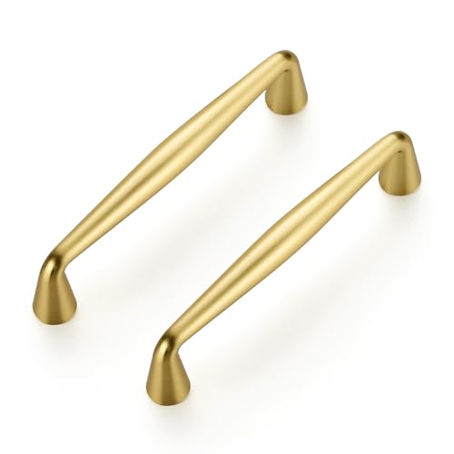 Ravinte Brushed Gold Cabinet Handles Solid Handles,3-1/2 Inch,10 Pack - color: Brushed Gold, size: 3-1/2 Inches Hole Center