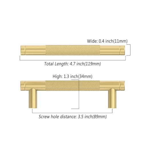 Asidrama 10 Pack 3.5 Inch(89mm) Brushed Gold Cabinet Pulls Heavy-Duty Solid Kitchen Cabinet Handles Gold Dresser Drawer Hardware for Bathrooms Cabinets - color: Brushed Gold, size: 3.5" Hole Center, style: 10 Pack