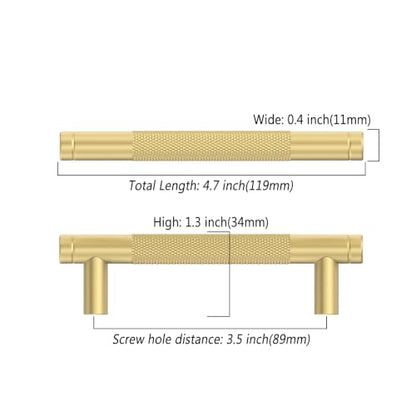 Asidrama 10 Pack 3.5 Inch(89mm) Brushed Gold Cabinet Pulls Heavy-Duty Solid Kitchen Cabinet Handles Gold Dresser Drawer Hardware for Bathrooms Cabinets - color: Brushed Gold, size: 3.5" Hole Center, style: 10 Pack