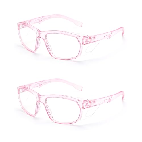 ProtectX Stylish Safety Glasses Anti-Fog Scratch Pink Clear - 2PC - color: 2 Pack Pink