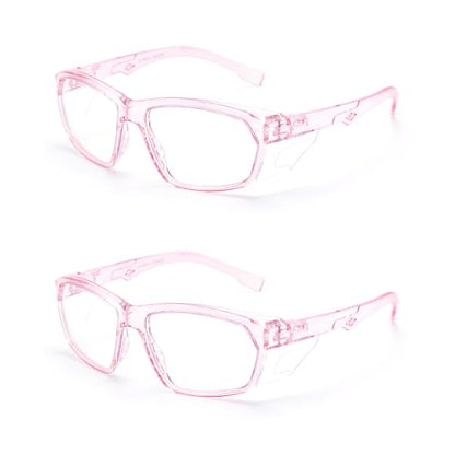 ProtectX Stylish Safety Glasses Anti-Fog Scratch Pink Clear - 2PC - color: 2 Pack Pink