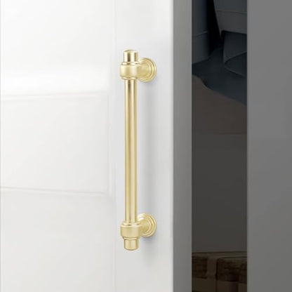 10 Pack 5 Inch Kitchen Cabinet Handles Brushed Brass Cabinet Pulls Zinc Alloy Drawer Pulls Solid Kitchen Hardware - color: Brushed Brass, size: 5'' Hole Center(128mm)