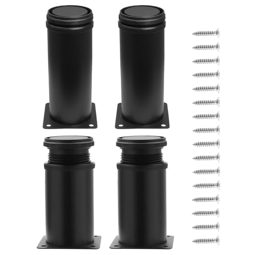 5 Inch Adjustable Furniture Legs, Set of 4, Black, 50x120mm - size: 5 Inch / 120mm