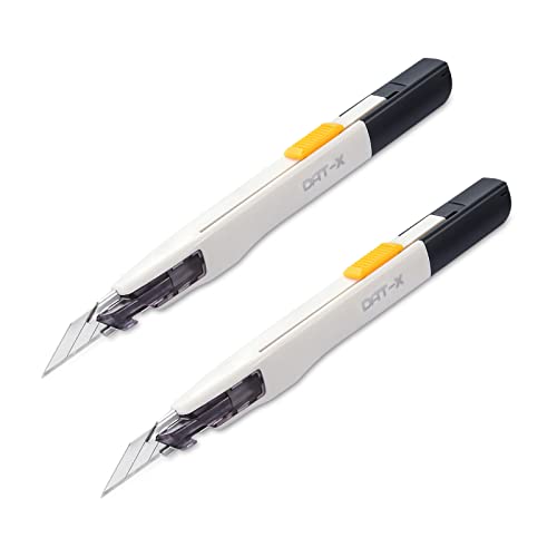 Utility Knife, 2-Pack DAT Series-X Portable Box Cutter, Fine Point Arts and Crafts Blade for Precision Cutting, with 20 Blade Pieces (White, 2 Cutters) - size: 2 Cutter 20 Blades