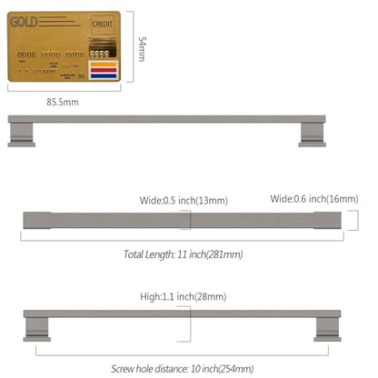 Amerdeco 10 Pack Brushed Black Nickel Cabinet Pulls 10" - color: Brushed Black Nickel, size: 10" hole center