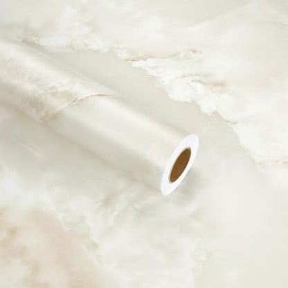 Beige Marble Contact Paper Matte Cream Counter Top Peel and Stick - color: Beige, size: 17.7" x 315"