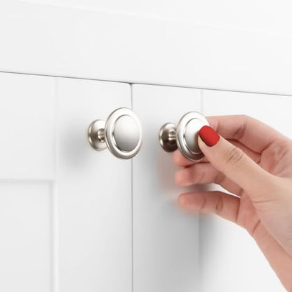 Brushed Nickel Cabinet Knobs Round Kitchen Pulls 10 Pack 8222 - color: Brushed Nickel, size: 1-1/4 Inches, style: 10 Pack Round Knob