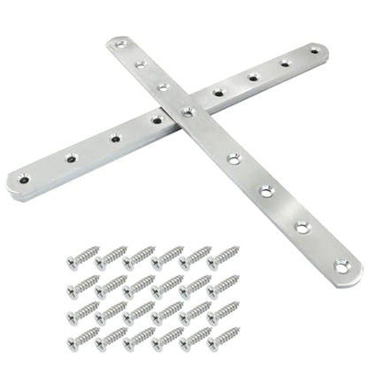 4 Pack 10 Inch Stainless Steel Flat Plate Straight Bracket - size: 10"-250mm-Silver