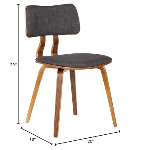 Armen Living Jaguar Mid-Century Dining Chair in Walnut Wood and Charcoal Fabric - Set of 4 - color: Charcoal/Walnut, size: Set of 4