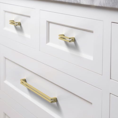10 Pack Brushed Gold Cabinet Pulls 10 Inch(254mm) Kitchen Cupboard Handles Solid Heavy Duty Zinc Alloy Drawer Pulls - color: Brushed Gold, size: 10" Hole Center