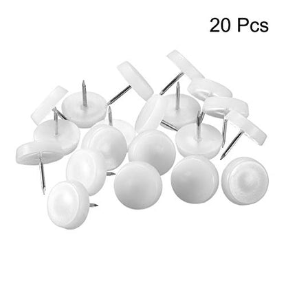 uxcell Furniture Feet Nail Plastic Glide Nails Chair Table Leg Protector Pads 20mm Dia White 20pcs - size: 20mm