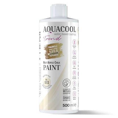 Aquacool Trend MAC All-in-One Furniture Paint – No Sanding No Primer, Chalk Paint for Cabinets, Wood, Tile & Countertops | Self-Leveling Matte | 16.9 fl oz, 53 sq ft| 1013 Oyster White - color: RAL 1013 Oyster White